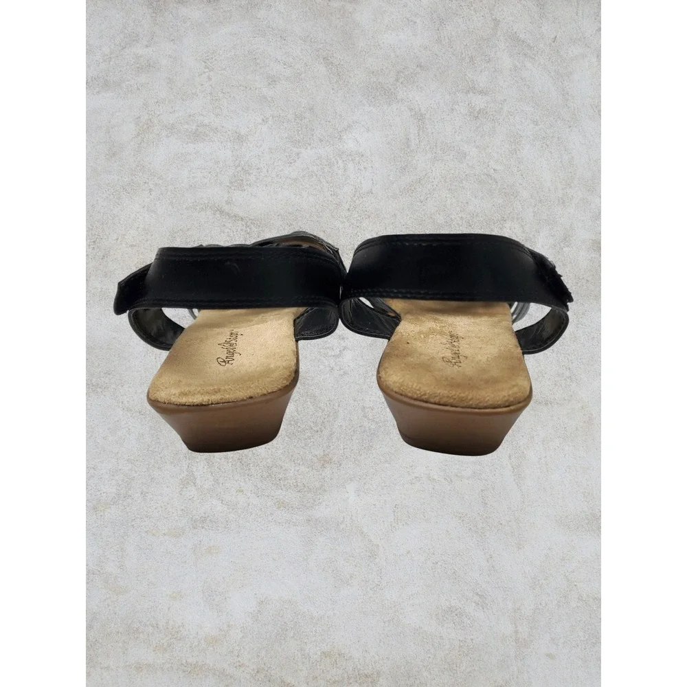 NIB Angel Steps Keri Black Caged Wedge Sandals Strappy Shoes Womens 10M - Picture 6 of 8
